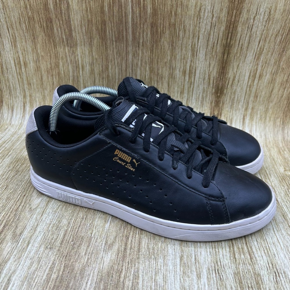 Puma Court Star Crafted Sneakers Men's Size 10 Black Leather Low Shoes 359977-07